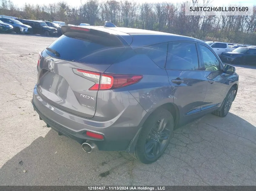 2020 Acura Rdx VIN: 5J8TC2H68LL801689 Lot: 12151437