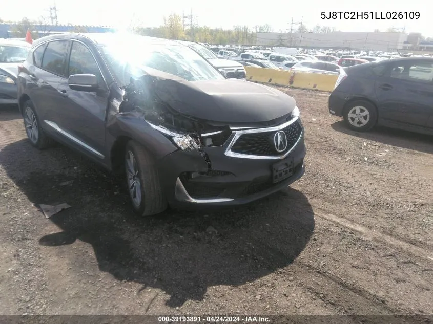 2020 Acura Rdx Technology Package VIN: 5J8TC2H51LL026109 Lot: 39193891