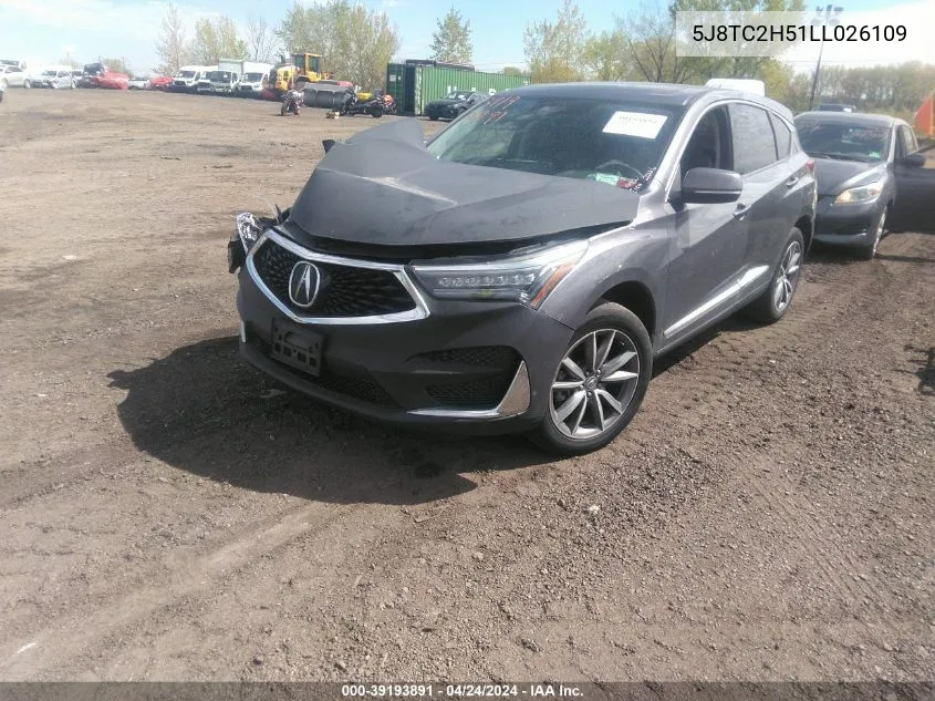 2020 Acura Rdx Technology Package VIN: 5J8TC2H51LL026109 Lot: 39193891