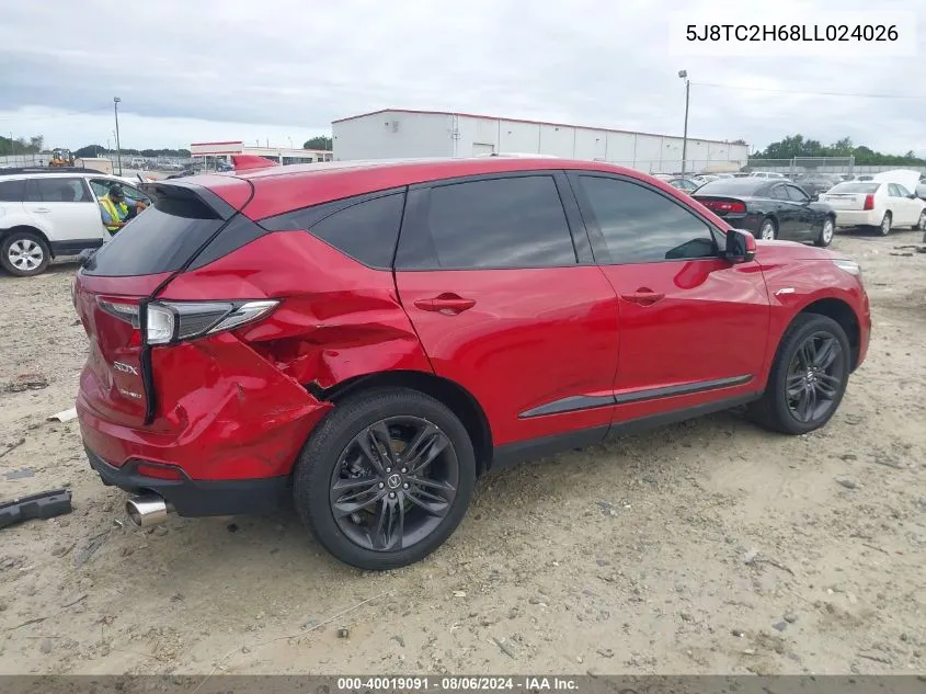 2020 Acura Rdx A-Spec Package VIN: 5J8TC2H68LL024026 Lot: 40019091