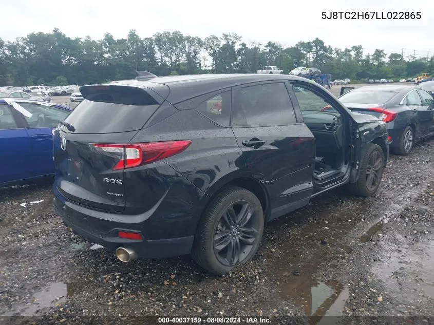 2020 Acura Rdx A-Spec Package VIN: 5J8TC2H67LL022865 Lot: 40037159