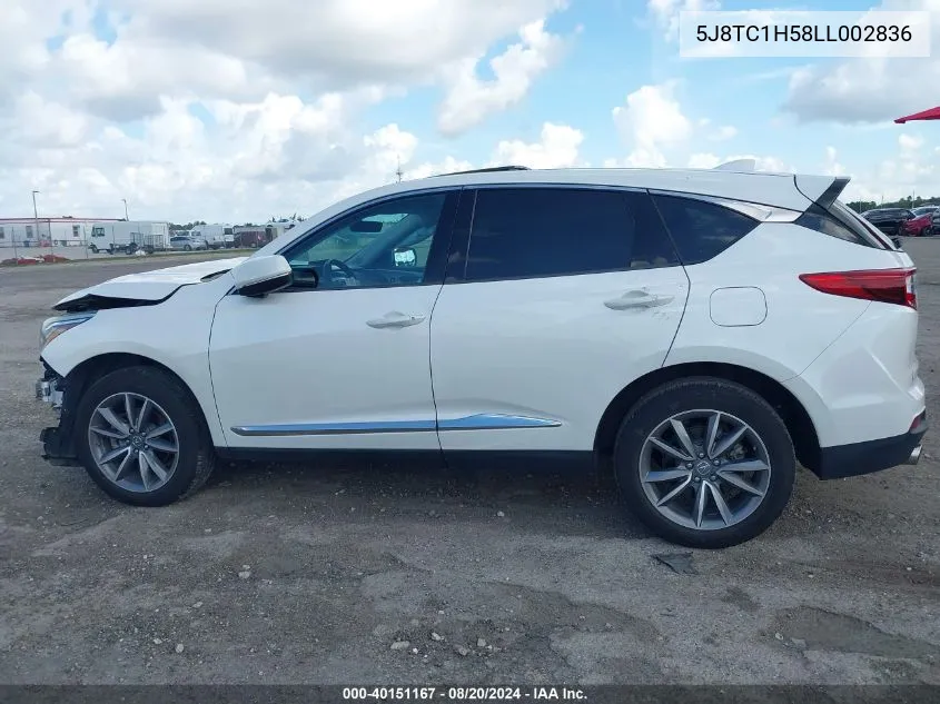 2020 Acura Rdx Technology VIN: 5J8TC1H58LL002836 Lot: 40151167