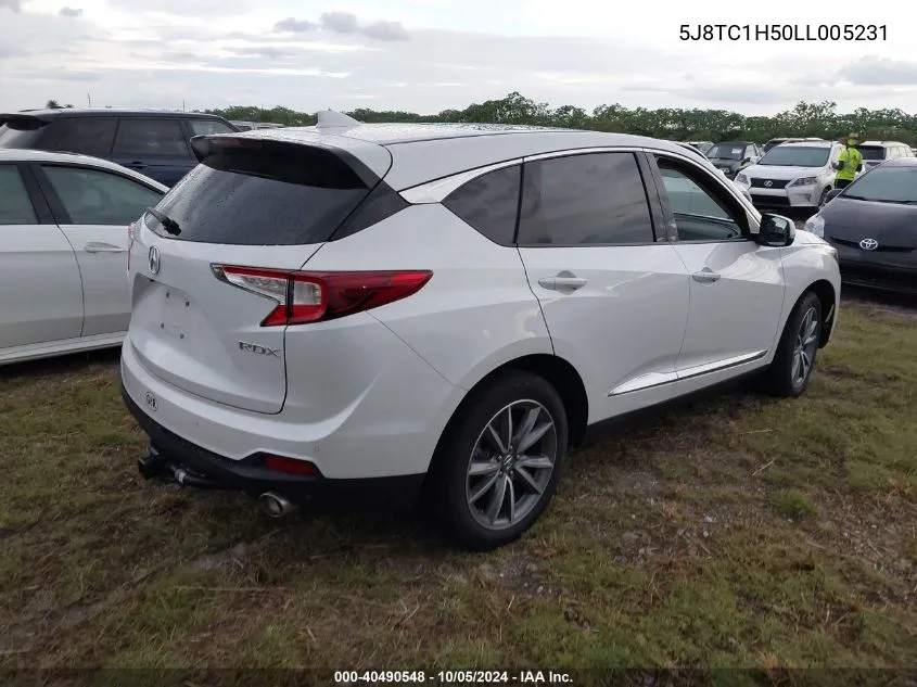 2020 Acura Rdx Technology VIN: 5J8TC1H50LL005231 Lot: 40490548