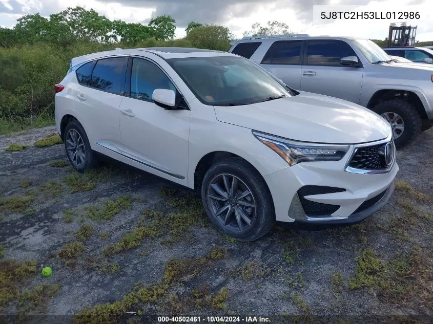 2020 Acura Rdx Technology Package VIN: 5J8TC2H53LL012986 Lot: 40502461