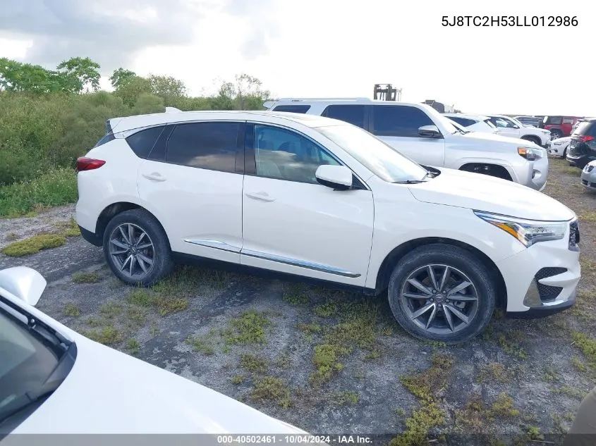 2020 Acura Rdx Technology Package VIN: 5J8TC2H53LL012986 Lot: 40502461