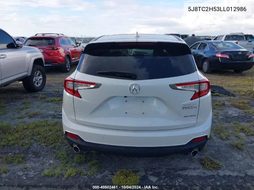 2020 Acura Rdx Technology Package VIN: 5J8TC2H53LL012986 Lot: 40502461