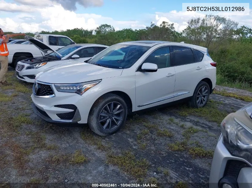 2020 Acura Rdx Technology Package VIN: 5J8TC2H53LL012986 Lot: 40502461