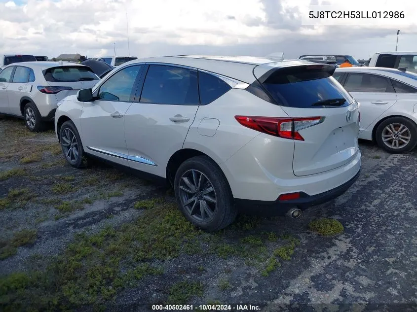 2020 Acura Rdx Technology Package VIN: 5J8TC2H53LL012986 Lot: 40502461