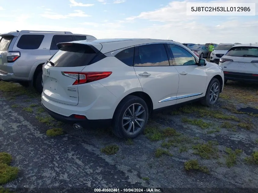 2020 Acura Rdx Technology Package VIN: 5J8TC2H53LL012986 Lot: 40502461