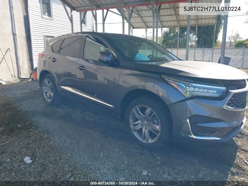 2020 Acura Rdx Advance Package VIN: 5J8TC2H77LL010224 Lot: 40734385