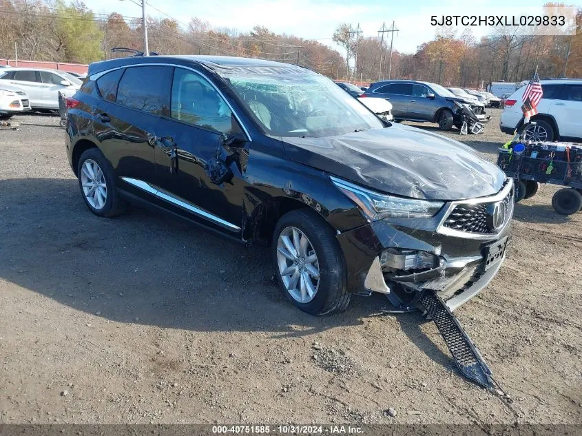 2020 Acura Rdx Standard VIN: 5J8TC2H3XLL029833 Lot: 40751585