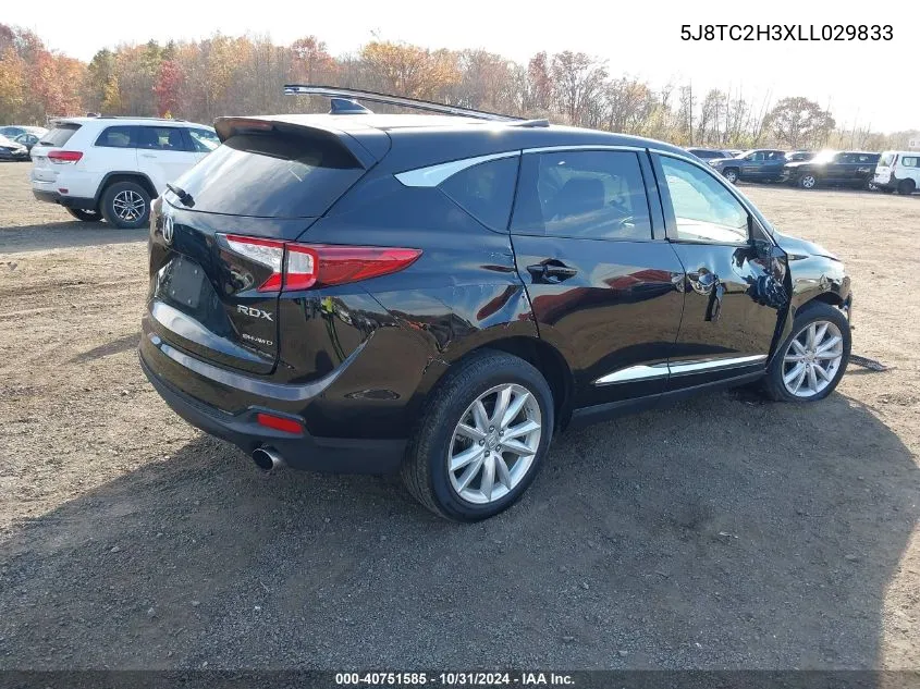 2020 Acura Rdx Standard VIN: 5J8TC2H3XLL029833 Lot: 40751585