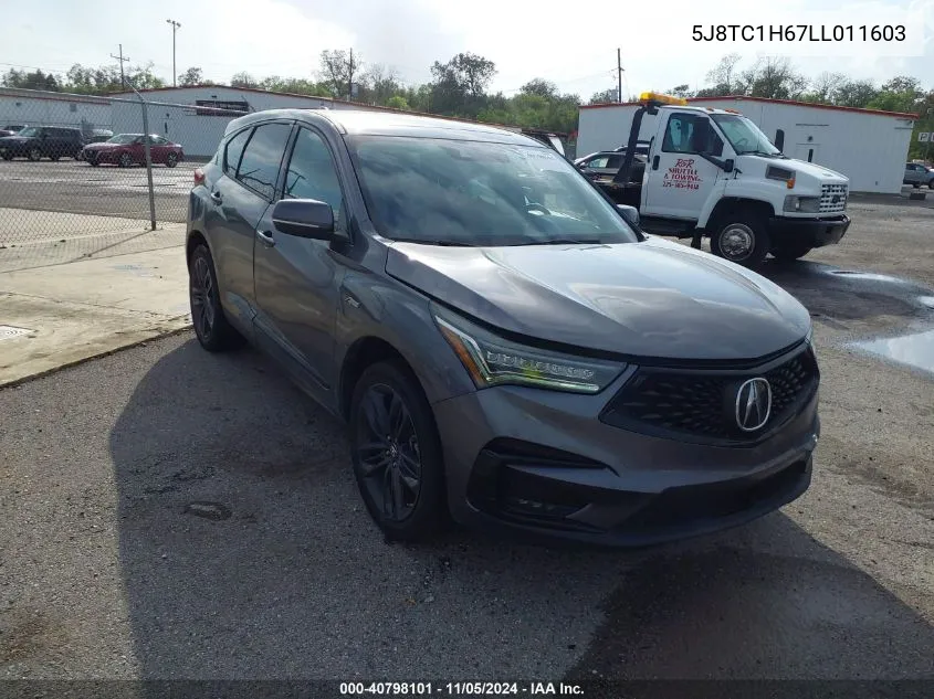 2020 Acura Rdx A-Spec Package VIN: 5J8TC1H67LL011603 Lot: 40798101