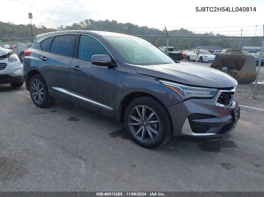 2020 Acura Rdx Technology Package VIN: 5J8TC2H54LL040814 Lot: 40813265