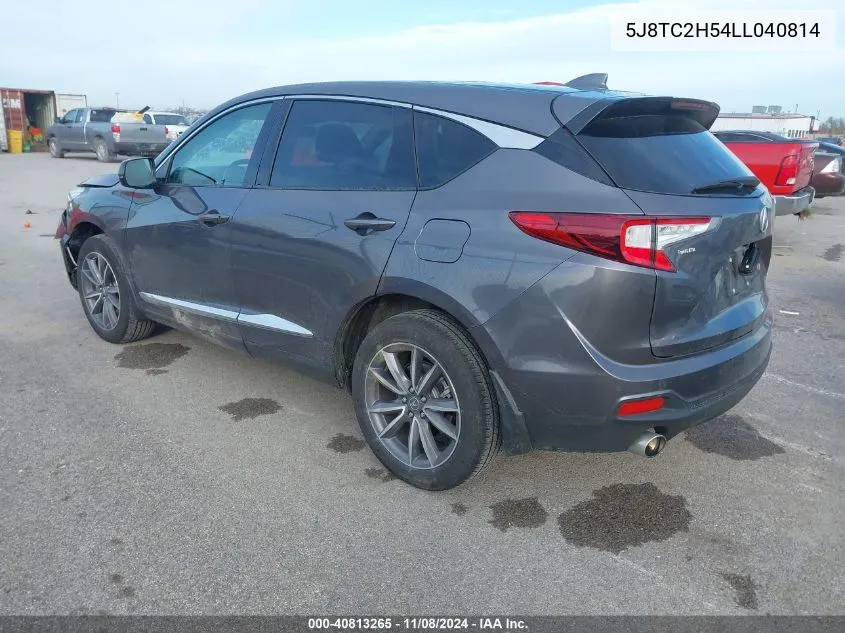 2020 Acura Rdx Technology Package VIN: 5J8TC2H54LL040814 Lot: 40813265