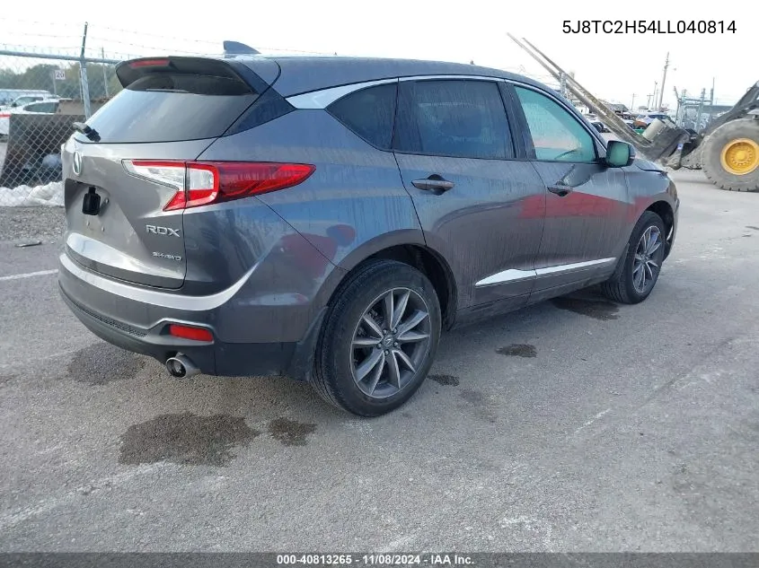 2020 Acura Rdx Technology Package VIN: 5J8TC2H54LL040814 Lot: 40813265