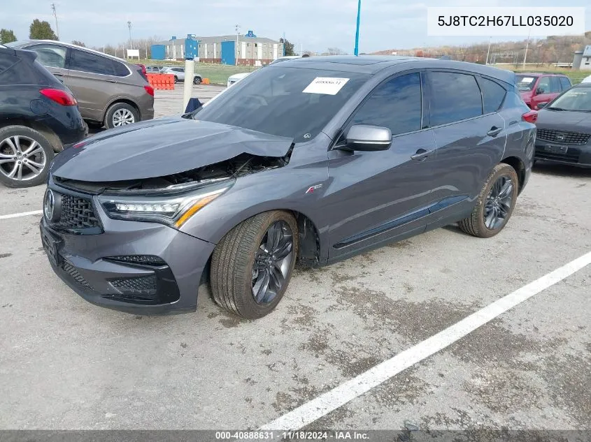 2020 Acura Rdx A-Spec Package VIN: 5J8TC2H67LL035020 Lot: 40888631