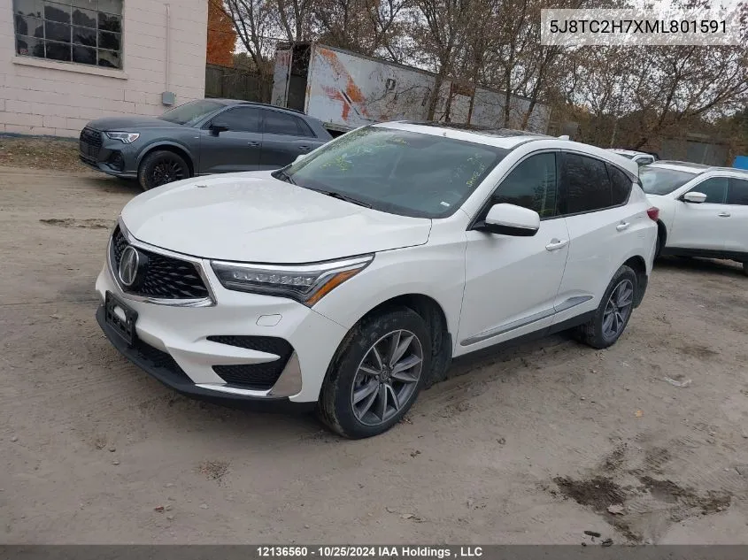 2021 Acura Rdx VIN: 5J8TC2H7XML801591 Lot: 12136560