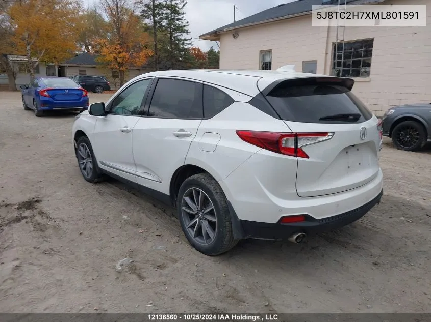 2021 Acura Rdx VIN: 5J8TC2H7XML801591 Lot: 12136560