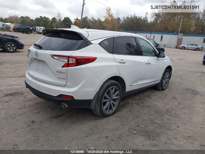 2021 Acura Rdx VIN: 5J8TC2H7XML801591 Lot: 12136560