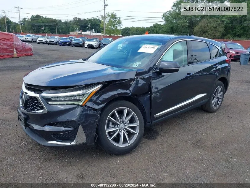 2021 Acura Rdx Technology Package VIN: 5J8TC2H51ML007822 Lot: 40192298