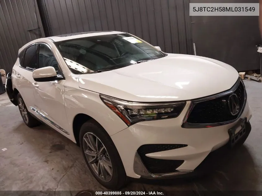 2021 Acura Rdx Technology Package VIN: 5J8TC2H58ML031549 Lot: 40399885