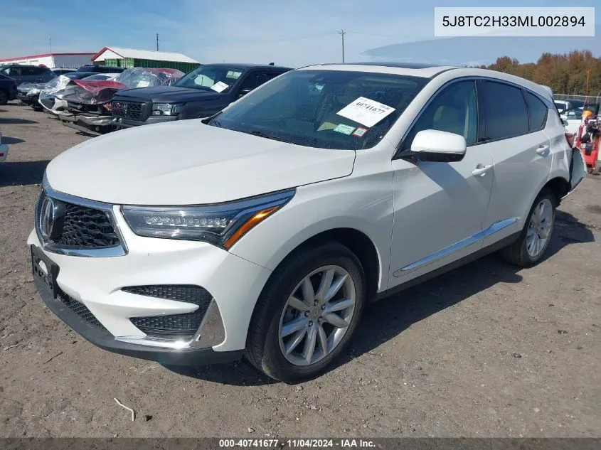 2021 Acura Rdx Standard VIN: 5J8TC2H33ML002894 Lot: 40741677