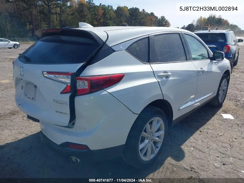 2021 Acura Rdx Standard VIN: 5J8TC2H33ML002894 Lot: 40741677