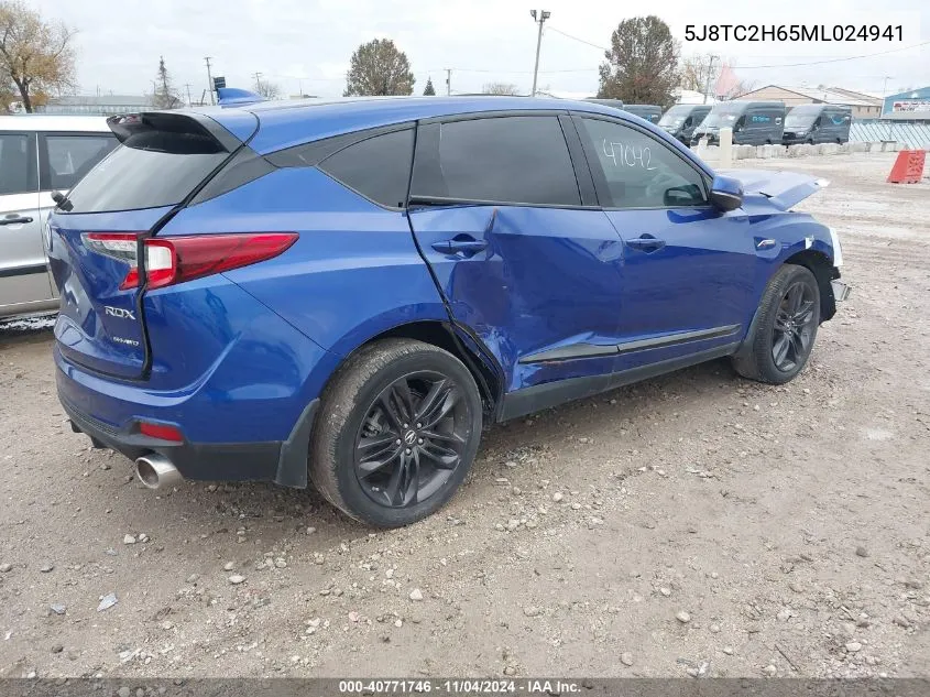 2021 Acura Rdx A-Spec Package VIN: 5J8TC2H65ML024941 Lot: 40771746