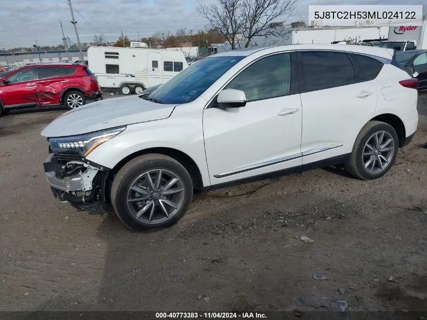 2021 Acura Rdx Technology Package VIN: 5J8TC2H53ML024122 Lot: 40773383