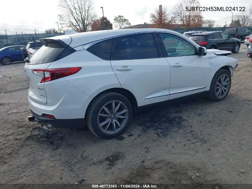 2021 Acura Rdx Technology Package VIN: 5J8TC2H53ML024122 Lot: 40773383