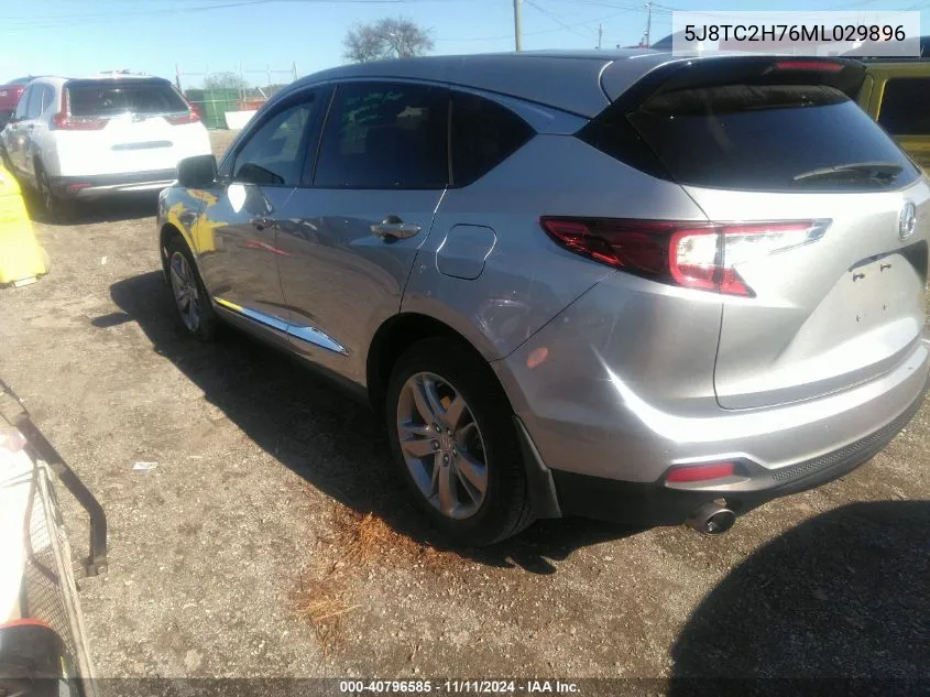 2021 Acura Rdx Advance Package/Pmc Edition VIN: 5J8TC2H76ML029896 Lot: 40796585