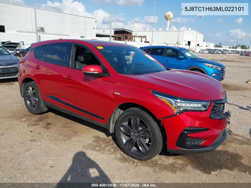 2021 Acura Rdx A-Spec Package VIN: 5J8TC1H63ML022101 Lot: 40812036