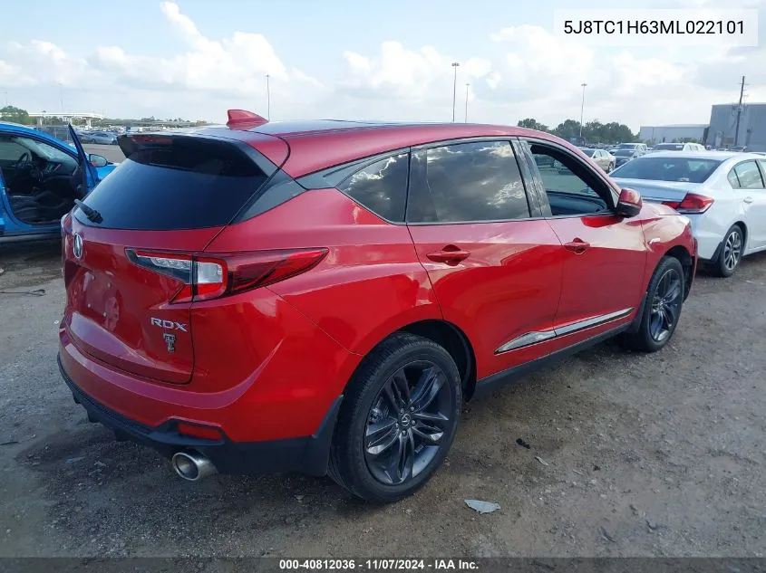 2021 Acura Rdx A-Spec Package VIN: 5J8TC1H63ML022101 Lot: 40812036