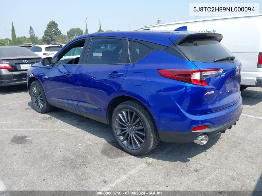 2022 Acura Rdx A-Spec Advance Package/Pmc Edition VIN: 5J8TC2H89NL000094 Lot: 39808716