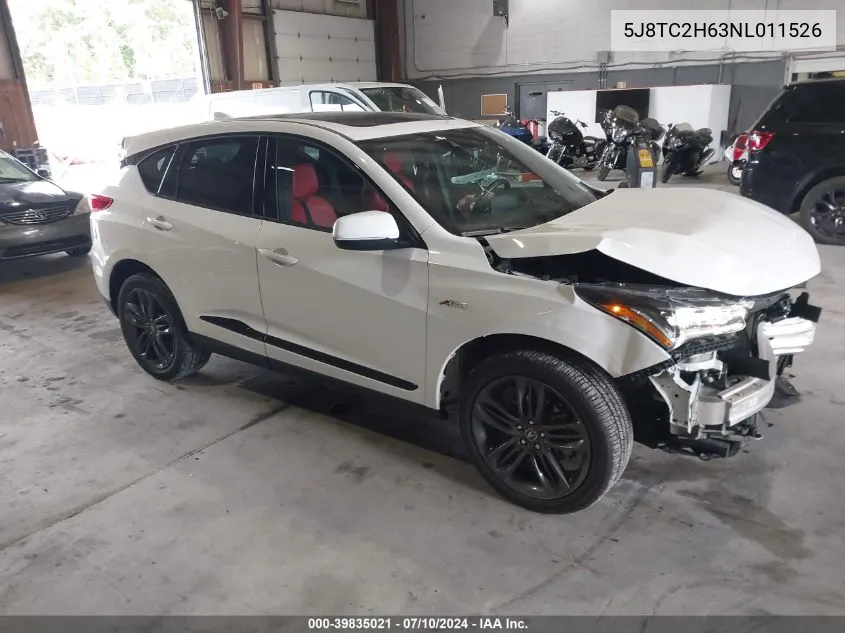 2022 Acura Rdx A-Spec Package VIN: 5J8TC2H63NL011526 Lot: 39835021