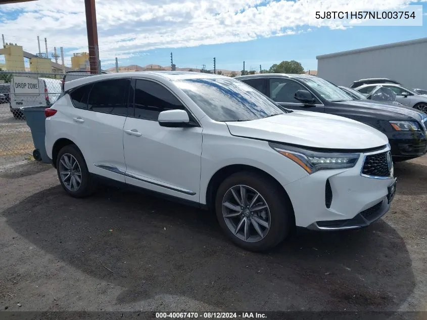 2022 Acura Rdx Technology Package VIN: 5J8TC1H57NL003754 Lot: 40067470