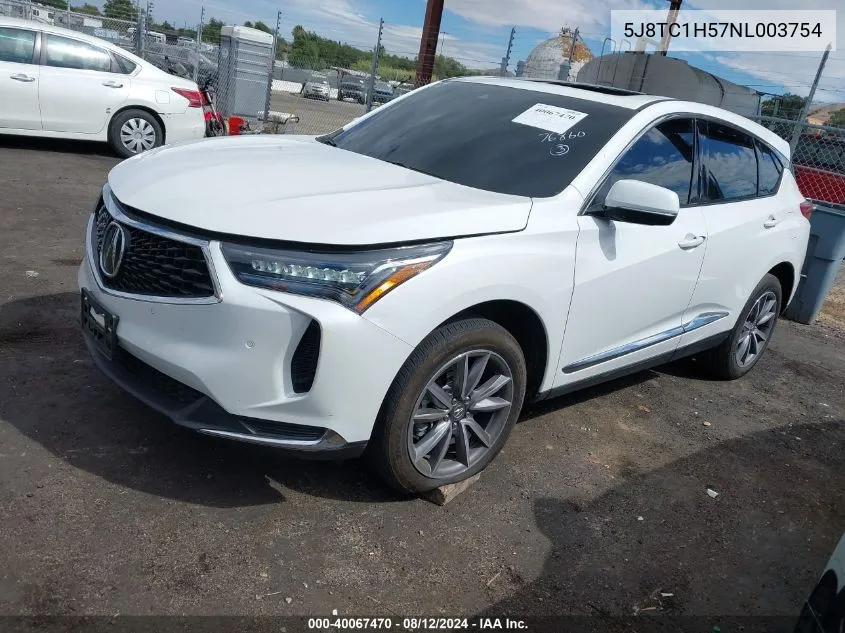 2022 Acura Rdx Technology Package VIN: 5J8TC1H57NL003754 Lot: 40067470