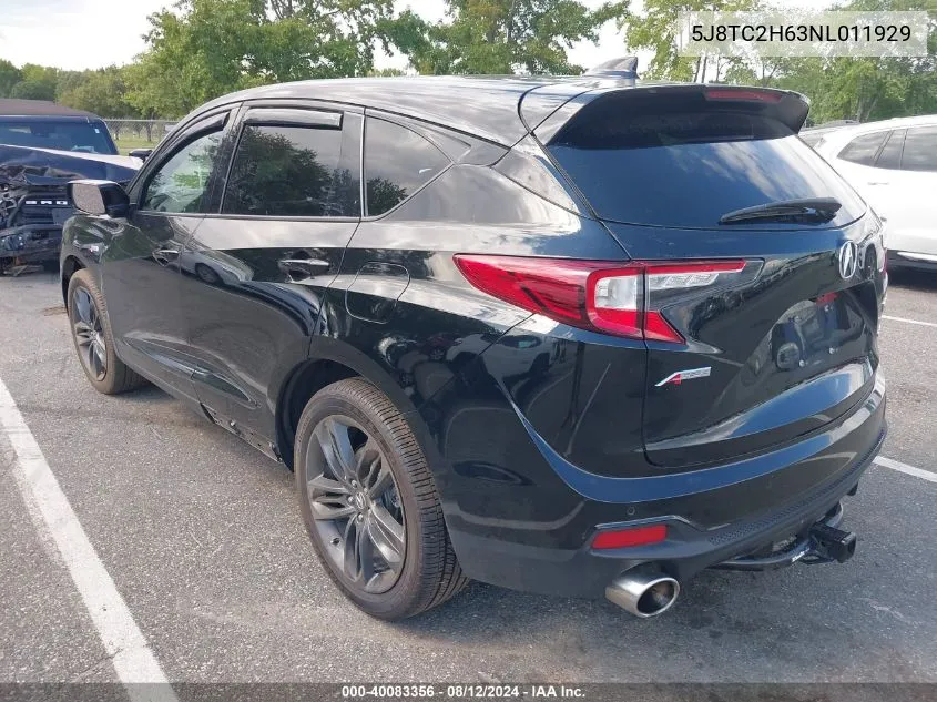 2022 Acura Rdx A-Spec Package VIN: 5J8TC2H63NL011929 Lot: 40083356