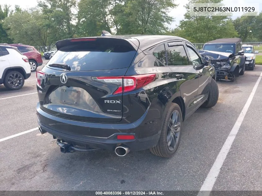 2022 Acura Rdx A-Spec Package VIN: 5J8TC2H63NL011929 Lot: 40083356