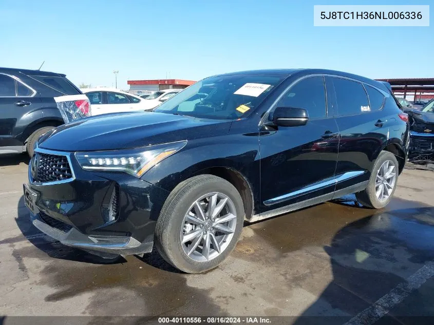 2022 Acura Rdx Standard VIN: 5J8TC1H36NL006336 Lot: 40110556