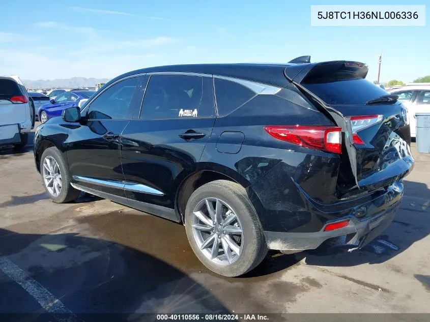 2022 Acura Rdx Standard VIN: 5J8TC1H36NL006336 Lot: 40110556