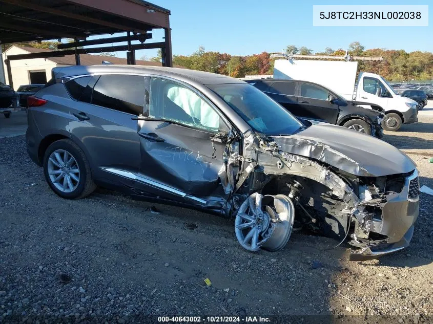 2022 Acura Rdx VIN: 5J8TC2H33NL002038 Lot: 40643002