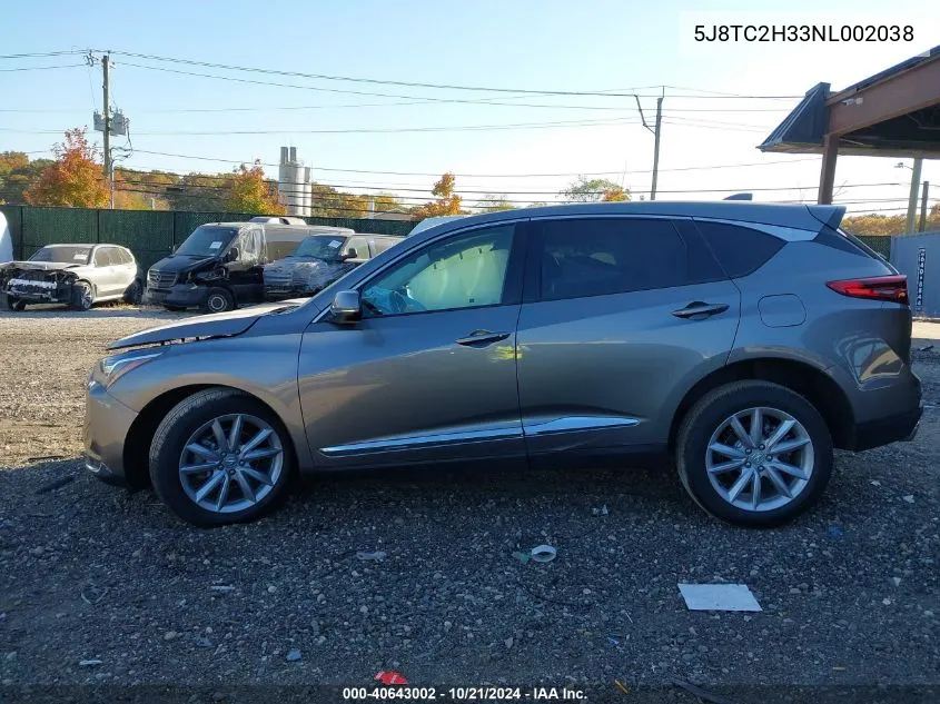 2022 Acura Rdx VIN: 5J8TC2H33NL002038 Lot: 40643002