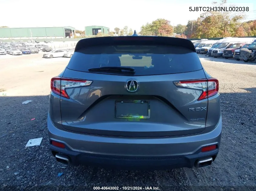 2022 Acura Rdx VIN: 5J8TC2H33NL002038 Lot: 40643002