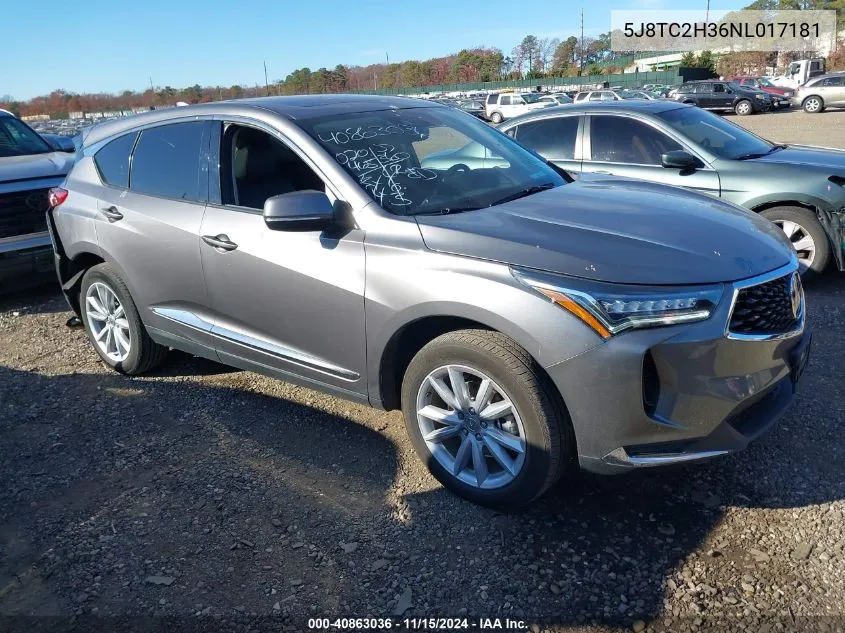 2022 Acura Rdx Standard VIN: 5J8TC2H36NL017181 Lot: 40863036