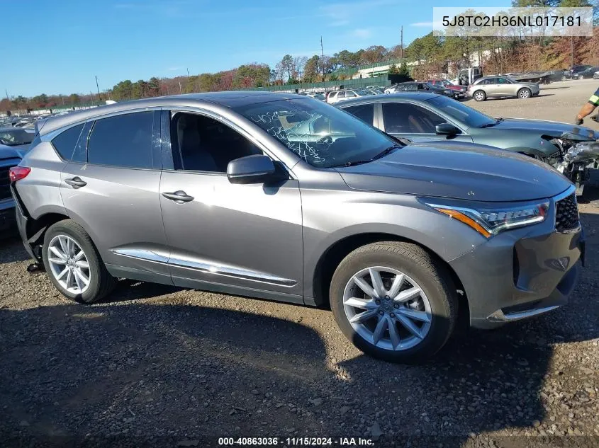 2022 Acura Rdx Standard VIN: 5J8TC2H36NL017181 Lot: 40863036