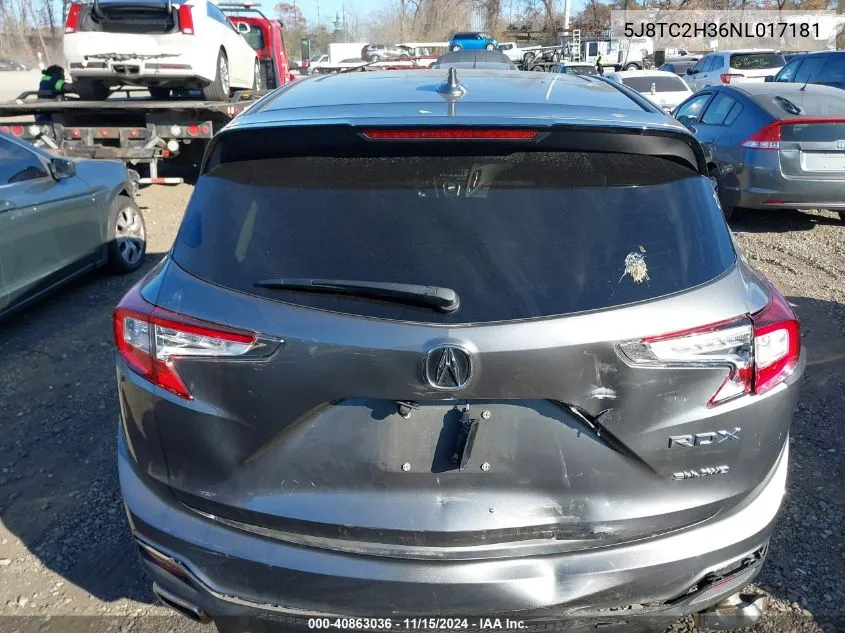 2022 Acura Rdx Standard VIN: 5J8TC2H36NL017181 Lot: 40863036