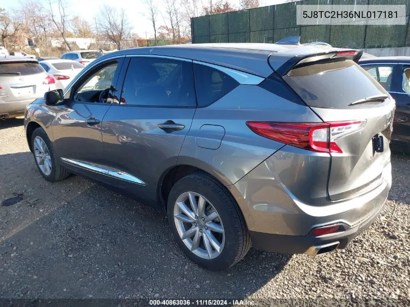 2022 Acura Rdx Standard VIN: 5J8TC2H36NL017181 Lot: 40863036