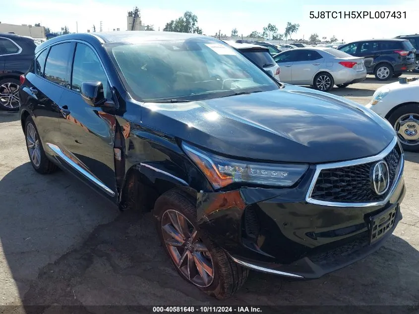 2023 Acura Rdx Technology Package VIN: 5J8TC1H5XPL007431 Lot: 40581648